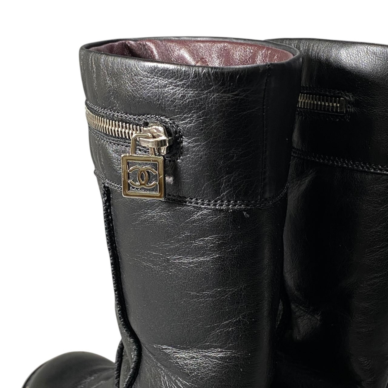 h12 CHANEL エンジニアブーツ ココマーク G26537 36 1/2サイズ ブラック レザー レディース 女性用k02i