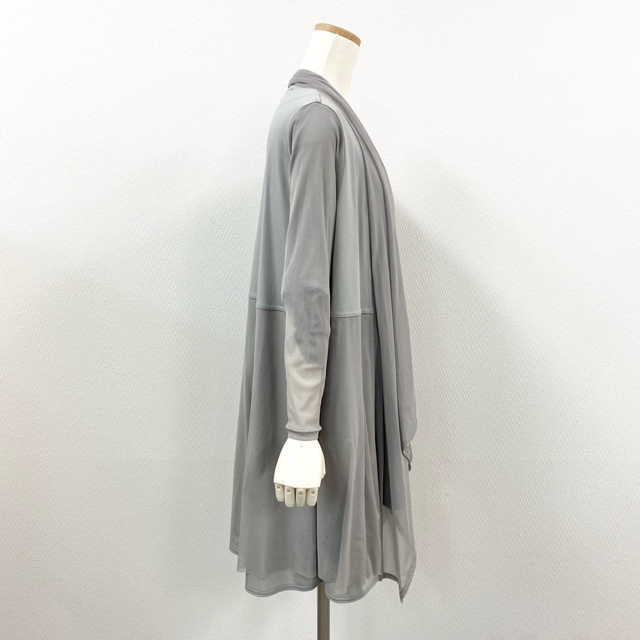 83Ⅼ2 TOKUKO 1er VOL トクコプルミエヴォル アンサンブル 7分袖ワンピース フリルスリーブ シアーカーディガン メッシュ 異素材切替 レディース 9 グレーu02t