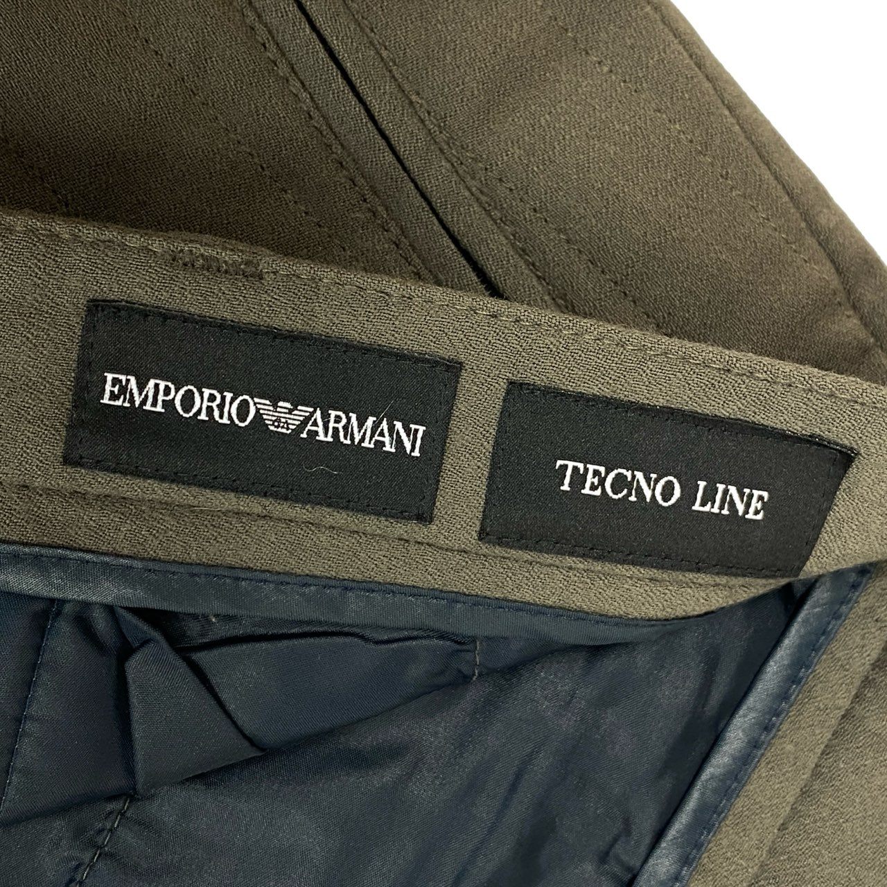 67j6 EMIRIO ARMANI エンポリオアルマーニ イタリア製 2007年 00`s TECNO LINE キルティングパンツ 中綿 スラックスパンツ ボトムス 50 カーキu02t