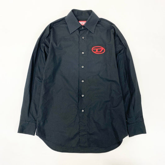 61h24 《美品》 DIESEL ディーゼル オーバルＤ 長袖シャツ ブラウス トップス S-DOU-PLAIN サイズ40 ブラック コットン レディースu02t