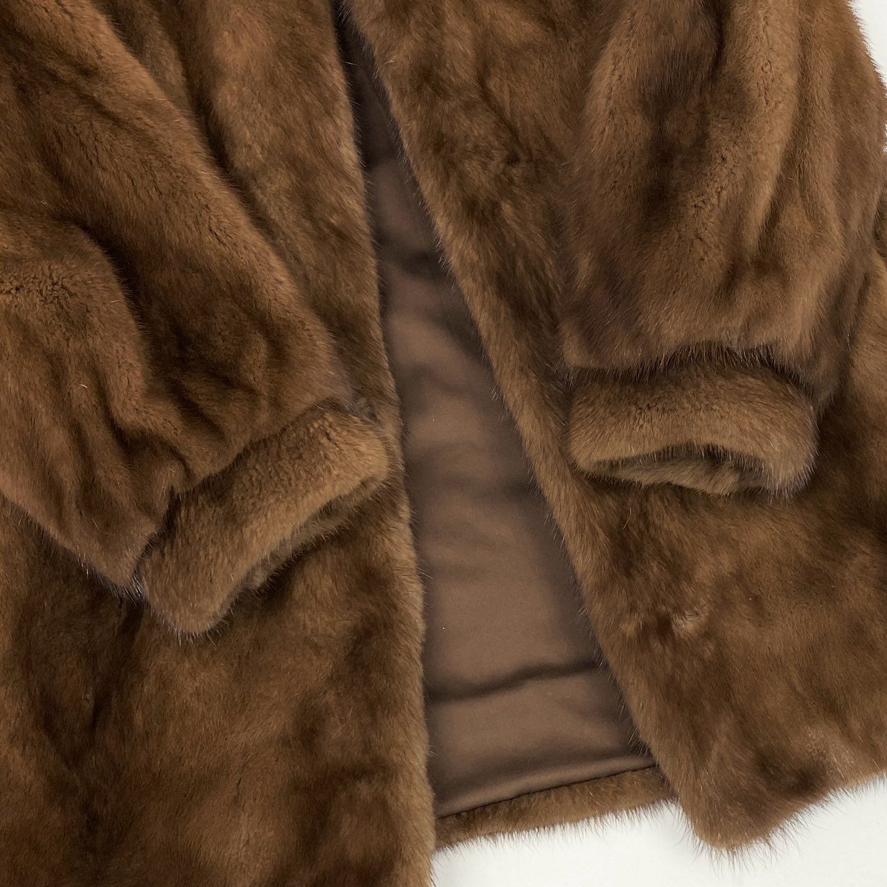 49L8 SAGA MINK サガミンク 銀サガ デミバフミンク ファーコート サイズ13号 ブラウン 最高級本毛皮 MINK FUR ポケット有t18r