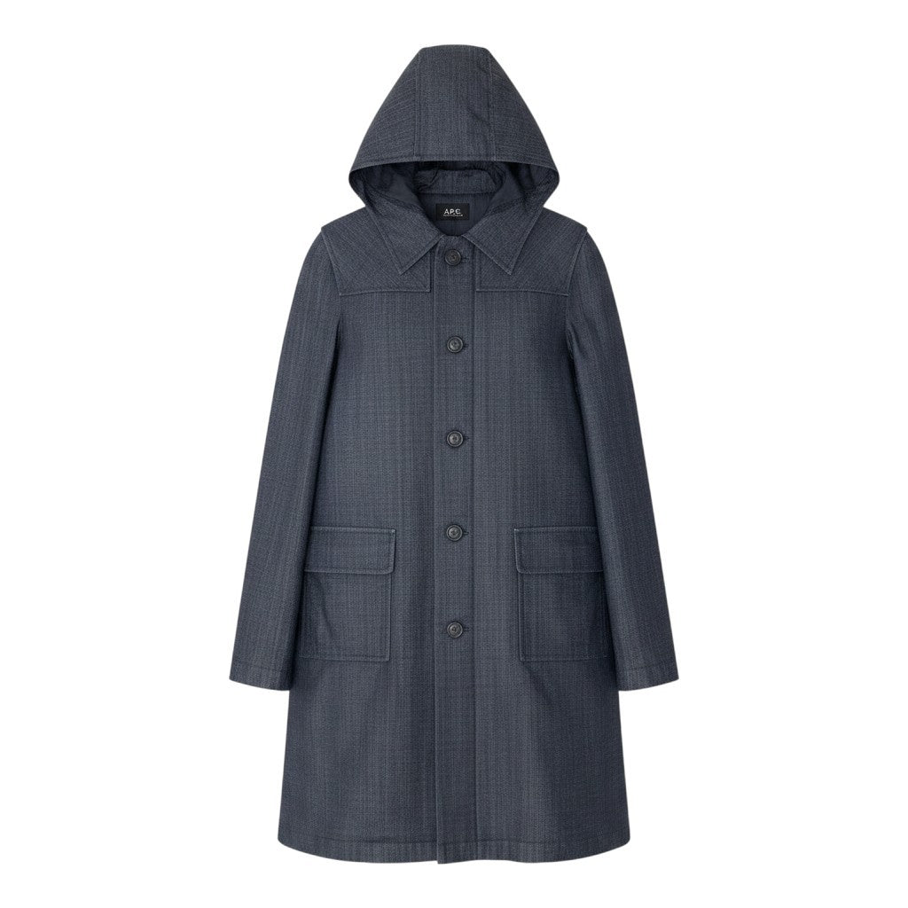 72g4 A.P.C. アーペーセー フーデット デニムコート ロングコート サイズ1 インディゴブルー メンズ 紳士服o07t