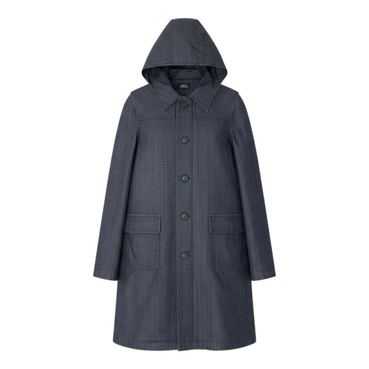 72g4 A.P.C. アーペーセー フーデット デニムコート ロングコート サイズ1 インディゴブルー メンズ 紳士服o07t