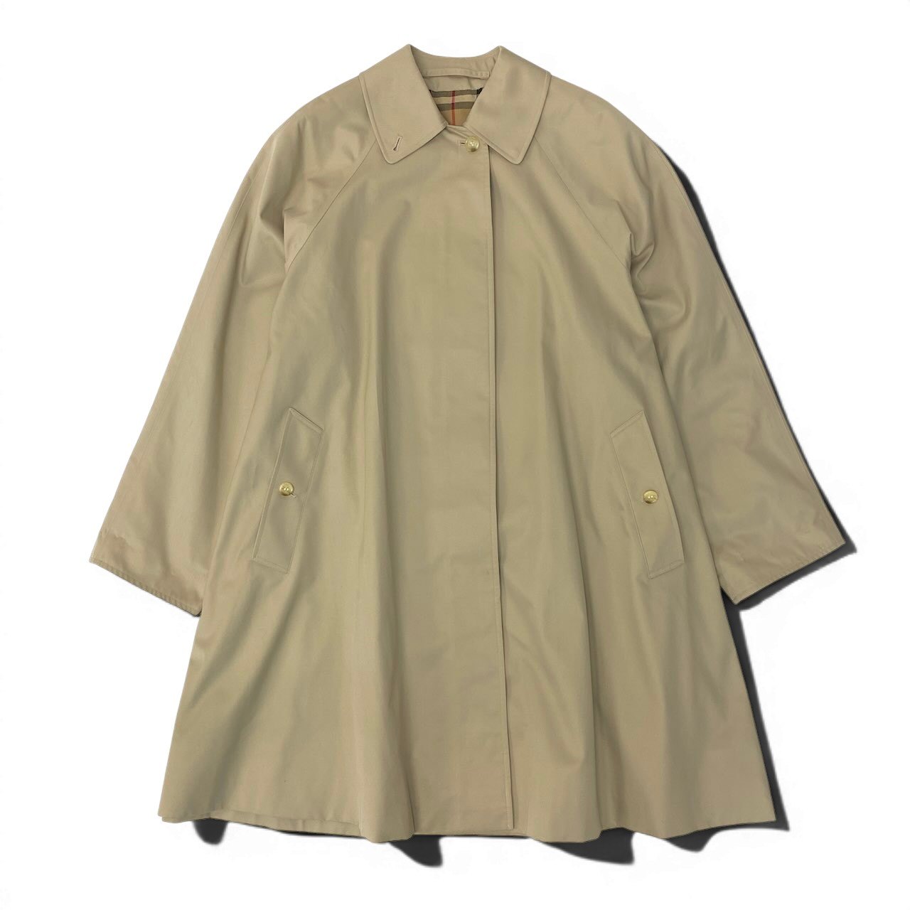 86e1 Burberrys バーバリー 英国製 ステンカラーコート ロングコート ノバチェック  ベージュ レディース 女性服u02t
