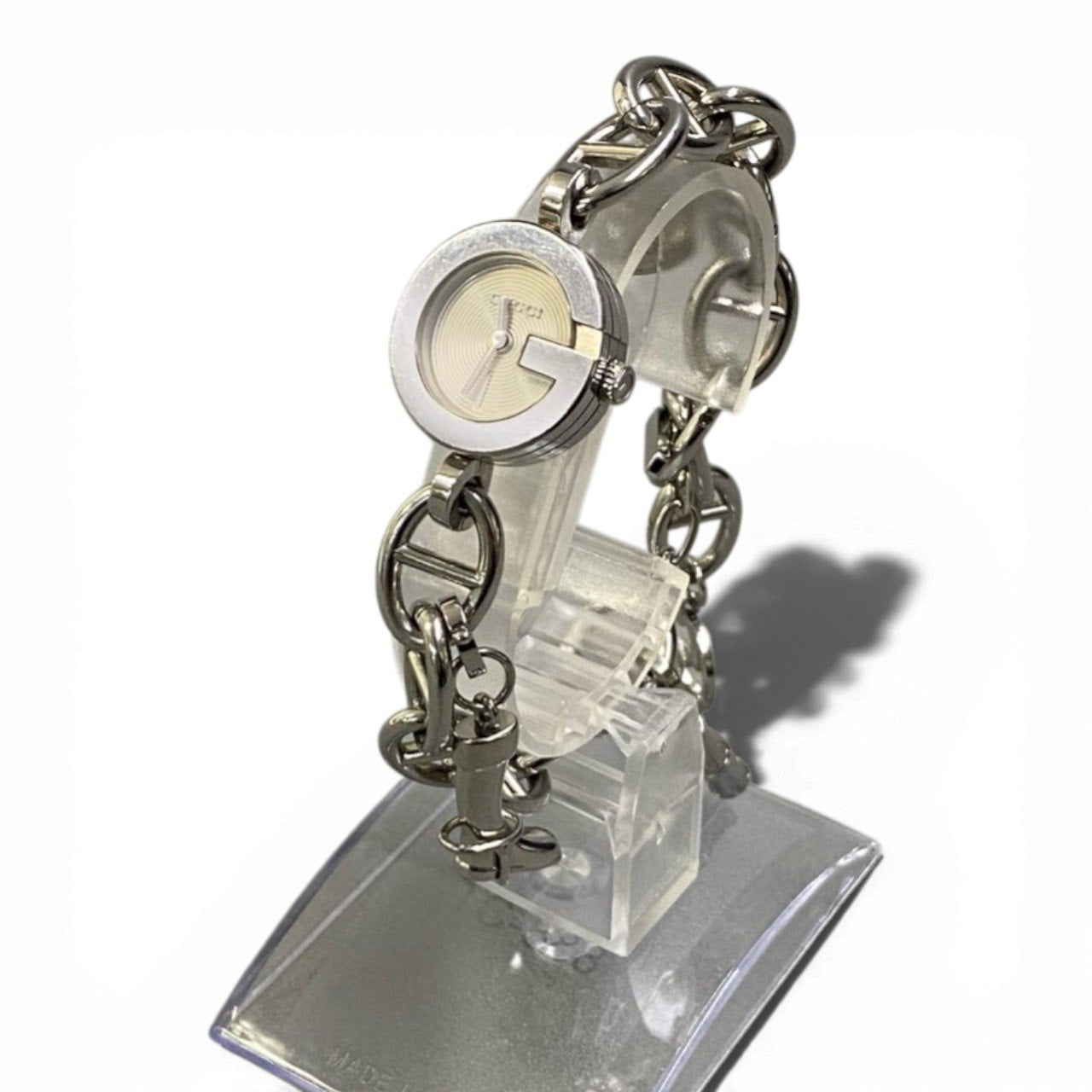 b13【稼働品】GUCCI グッチ シルバー ステンレス チェーンブレスレット ブレスウォッチ 腕時計 107 レディース chain bracelet bracelet watchta1