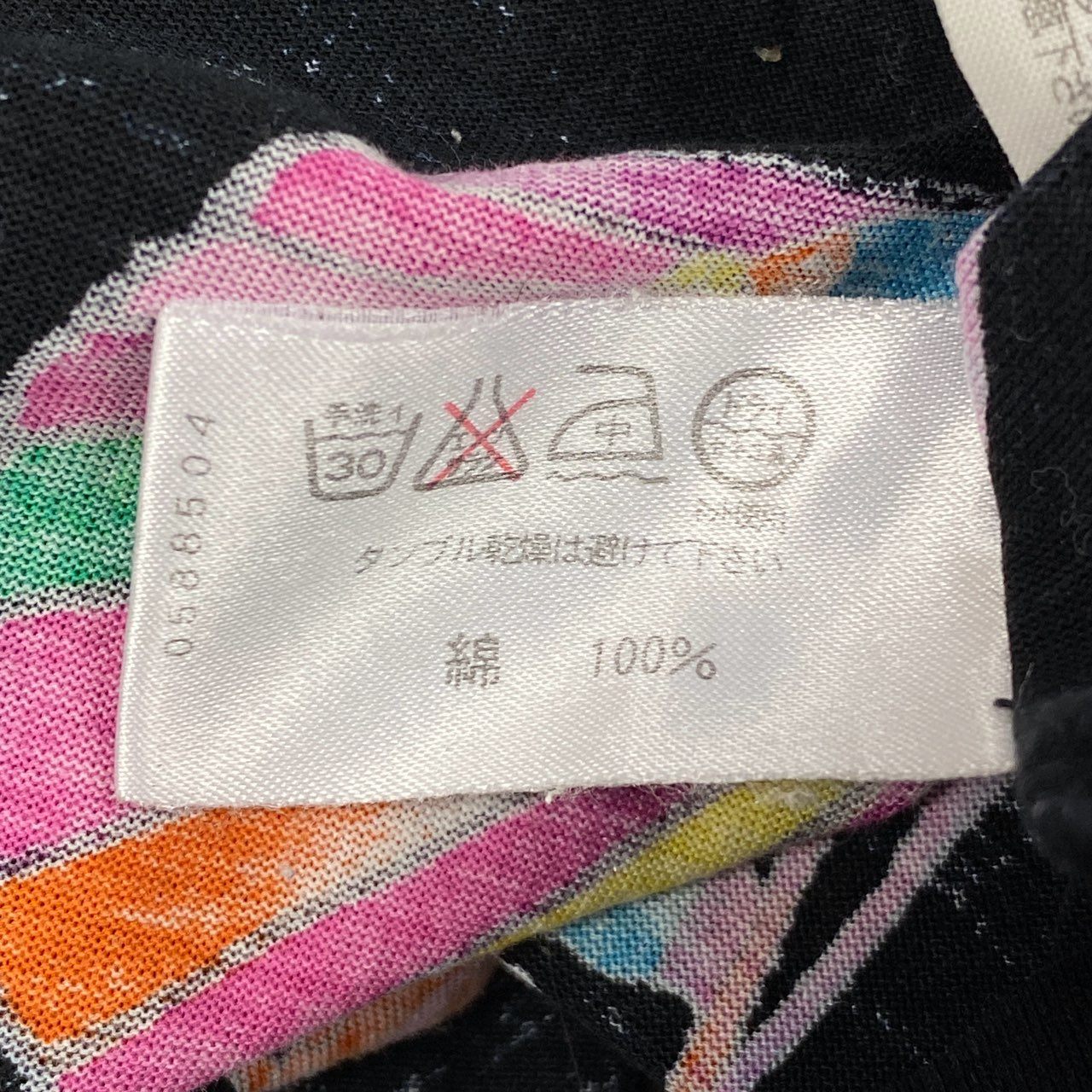 36a7 LEONARD レオナール 半袖カットソー クルーネック 海 魚柄 M ブラック レディース 女性用o07t