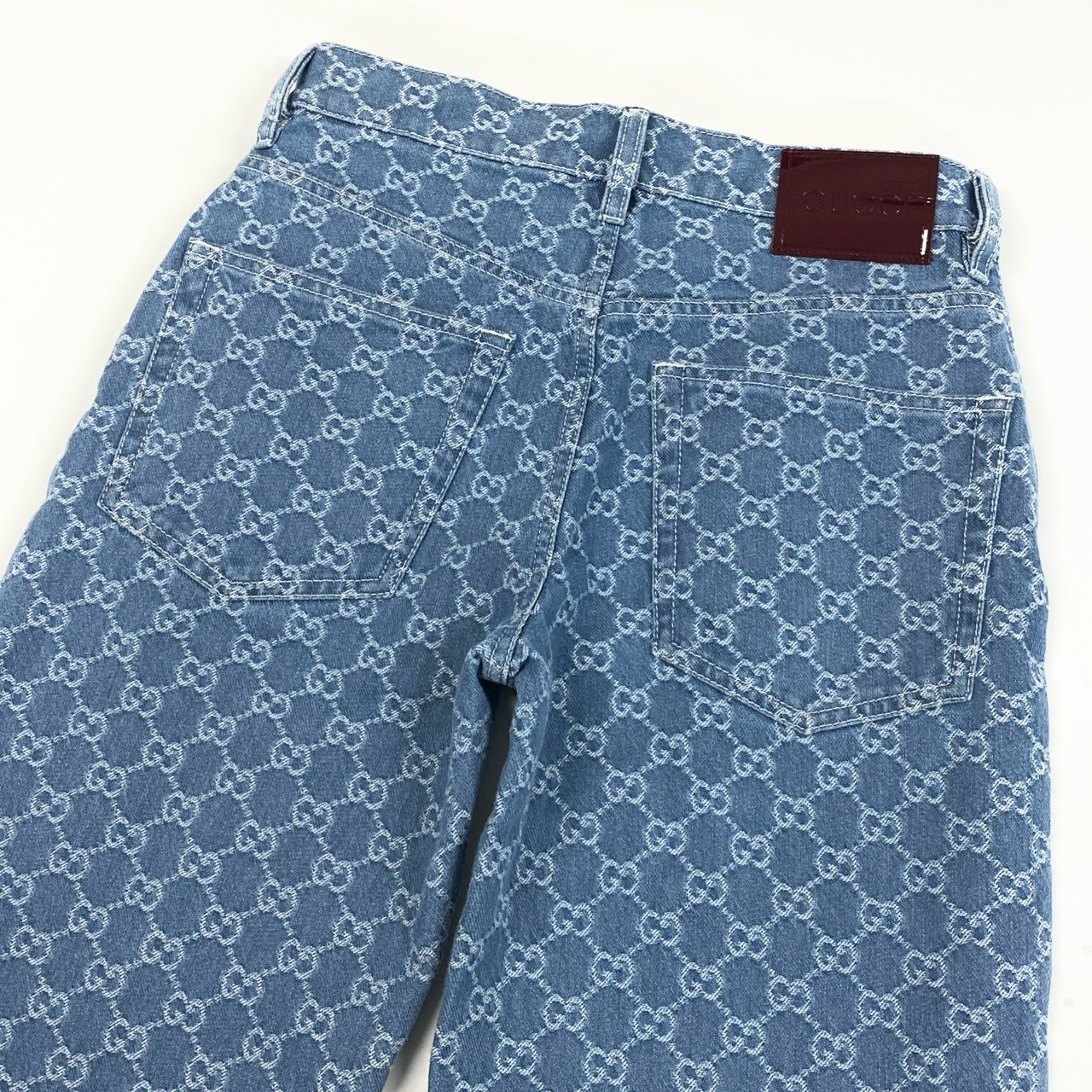 Ic16 【未使用品】GUCCI グッチ GGコットンデニムジャガードパンツ デニムパンツ サイズ24 インディゴ レディース ボトムk02i