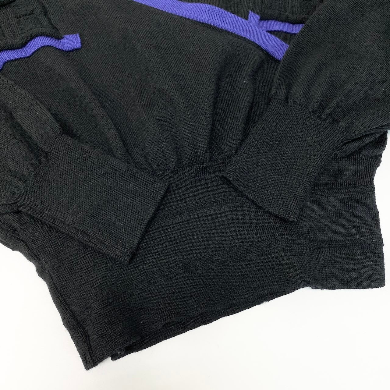 41d10 BALENCIAGA バレンシアガ 長袖ニットカーディガン BBロゴ 変形デザイン レディース 女性用 M ブラックパープル ウール100％u02t