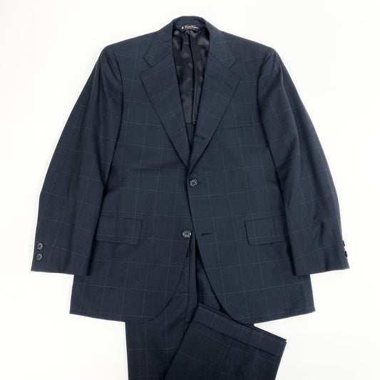 79j9 《美品》Brooks Brothers ブルックスブラザーズ スーツセットアップ 3釦スーツ ビジネス フォーマル テーラード スラックス 38サイズ ネイビー ブルー メンズo07t