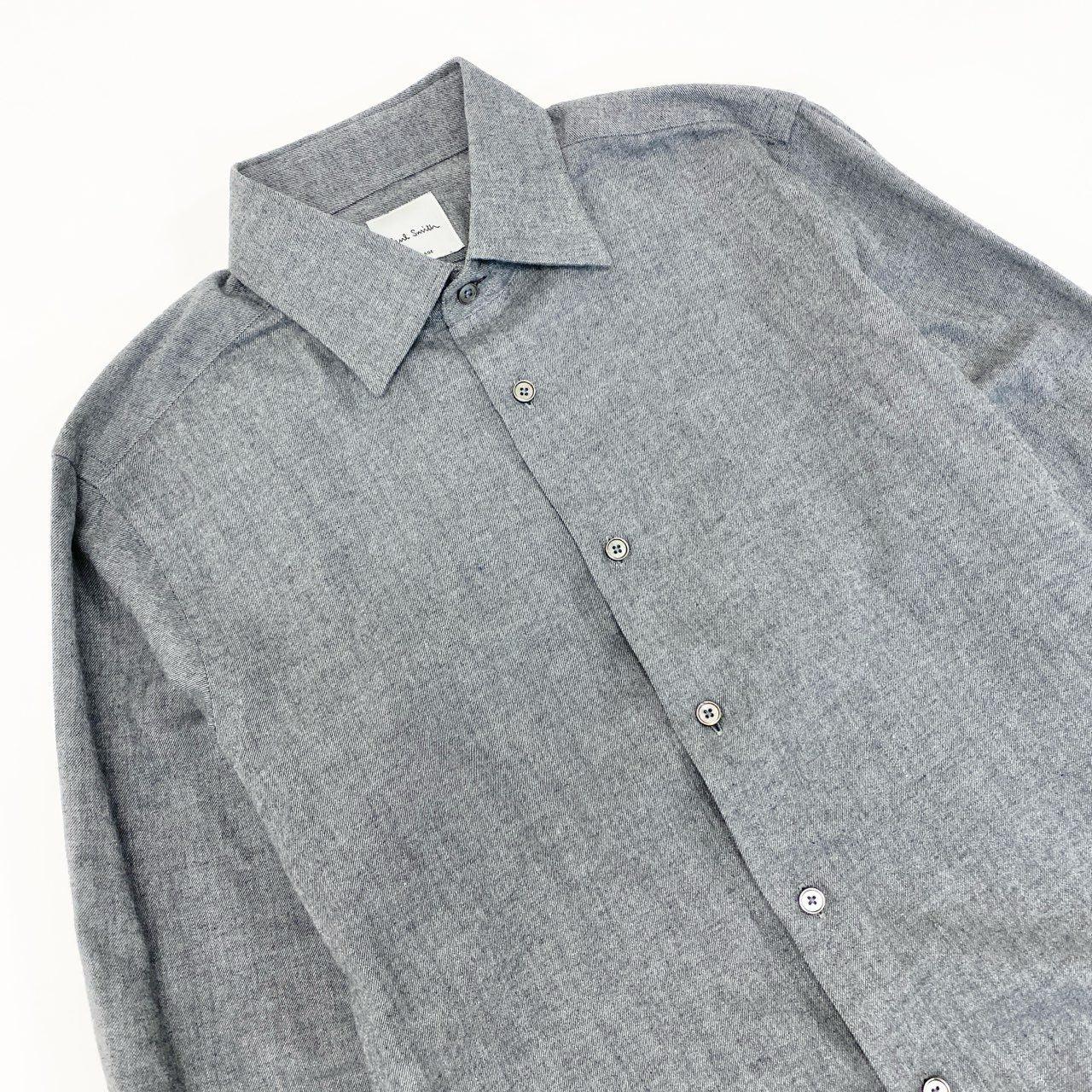 23i17 Paul Smith ポールスミス 現行 ニュアンスカラー ドレスシャツ 長袖シャツ トップス サイズL グレー コットン フランネル メンズu02t