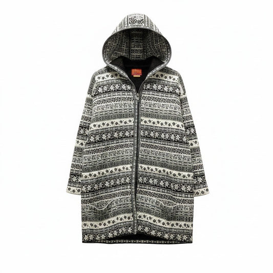 74e18 KENZO jungle ケンゾー フーディーニットロングカーディガン パーカー キルティング 花柄 総柄 Mサイズ グレー系 レディース 女性用u02t