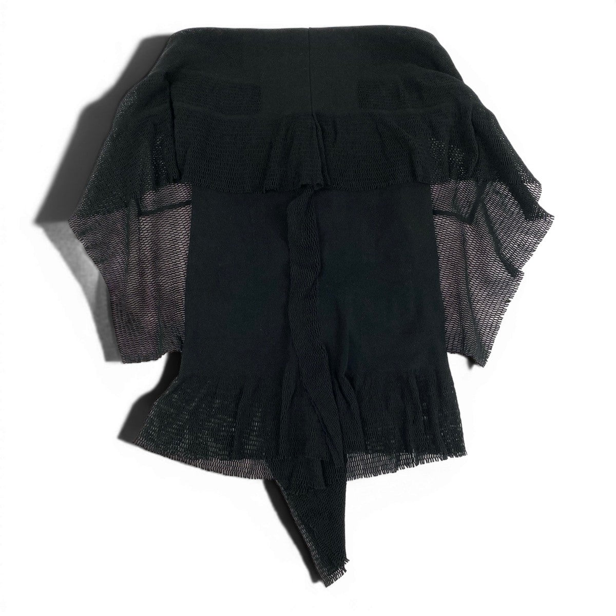 Ae14 【美品】 ISSEY MIYAKE FETE イッセイミヤケフェット ノースリーブ メッシュカットソー トップス ストレッチ IF82KK006 サイズ2 ブラック レディース 女性服k02i