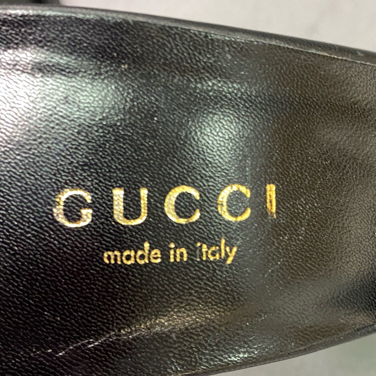 6l19 GUCCI グッチ ゴールドホースビット アンクルベルトパンプス 37 ブラック レザー イタリア製 シューズ