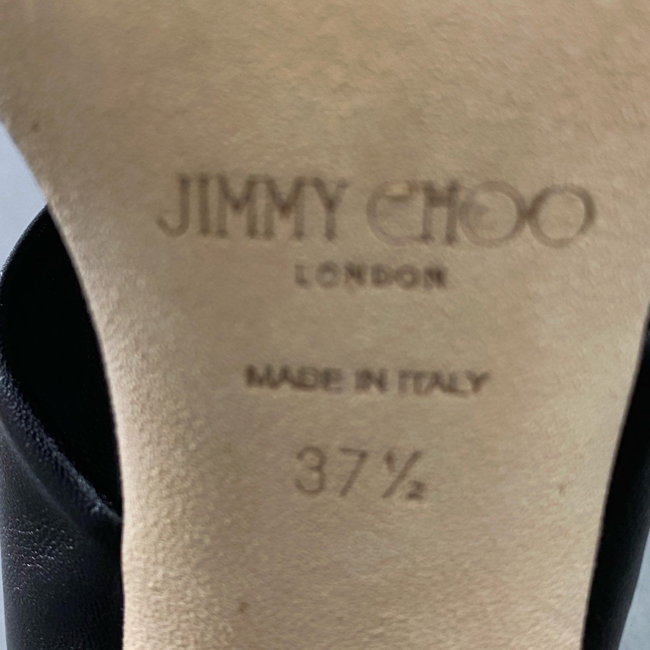 4f18 《極美品》 JIMMY CHOO ジミーチュウ HAITI 85 ダイヤモンドヒール クロスレザーサンダル 37 1/2 ブラック Leather イタリア製 シューズ