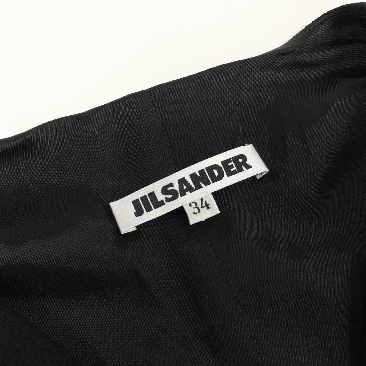 75a19 JILSANDER ジルサンダー ノースリーブ ウールジャケット フロントジップ ベスト ウールカシミヤ混 Vネック レディース 女性用 サイズ34 ブラックu02t