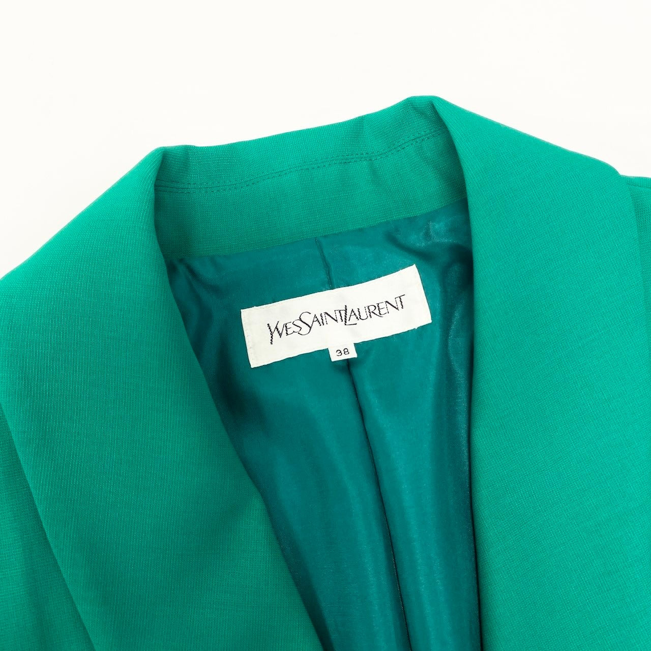 83e12 YVES SAINTLAURENT イヴサンローラン テーラードジャケット アンコンジャケット サイズ38 グリーン レディース 女性服u02t