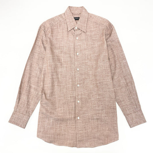 34i18《極美品》 Ermenegildo Zegna エルメネジルドゼニア 長袖シャツ ドレスシャツ トップス CAMICIA GOMLEX サイズS ボルドー系 コットン メンズu02t