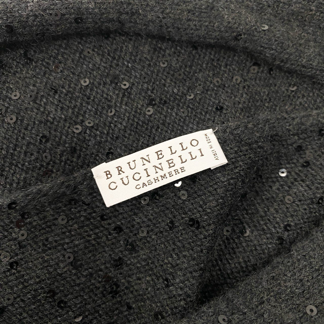 48a19 BRUNELLO CUCINELLI ブルネロクチネリ スパンコールデザイン カシミヤシルク ニットセーター サイズXXS グレー系 レディース 女性用 トップスk02i