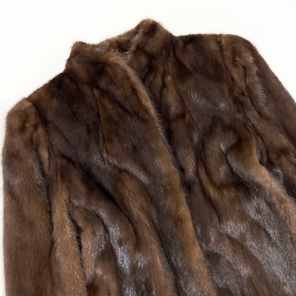7L22 デミバフミンク ファーコート サイズ11 ブラウン 本毛皮 MINK FUR ポケット有 毛質◎ 毛並み◎ リアルファーt18r
