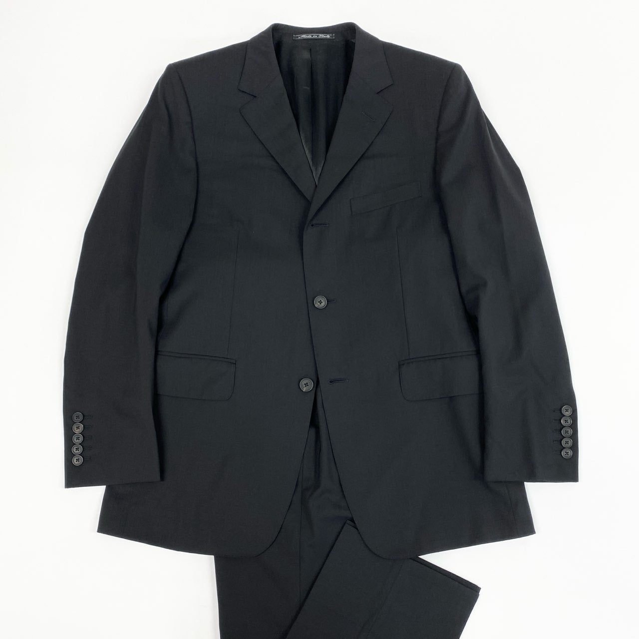 65i29 イタリア製 GUCCI グッチ シングルスーツ セットアップ ビジネス サイズ48 ブラック ウールポリウレタン メンズ オールドk02i