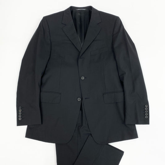 65i29 イタリア製 GUCCI グッチ シングルスーツ セットアップ ビジネス サイズ48 ブラック ウールポリウレタン メンズ オールドk02i