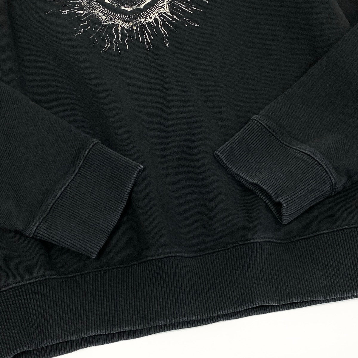 22i15 SAINT LAURENT サンローラン クルーネックスウェット ラインストーン ビーズ刺繍 Sサイズ ブラック コットン100％ メンズ 男性用u02t