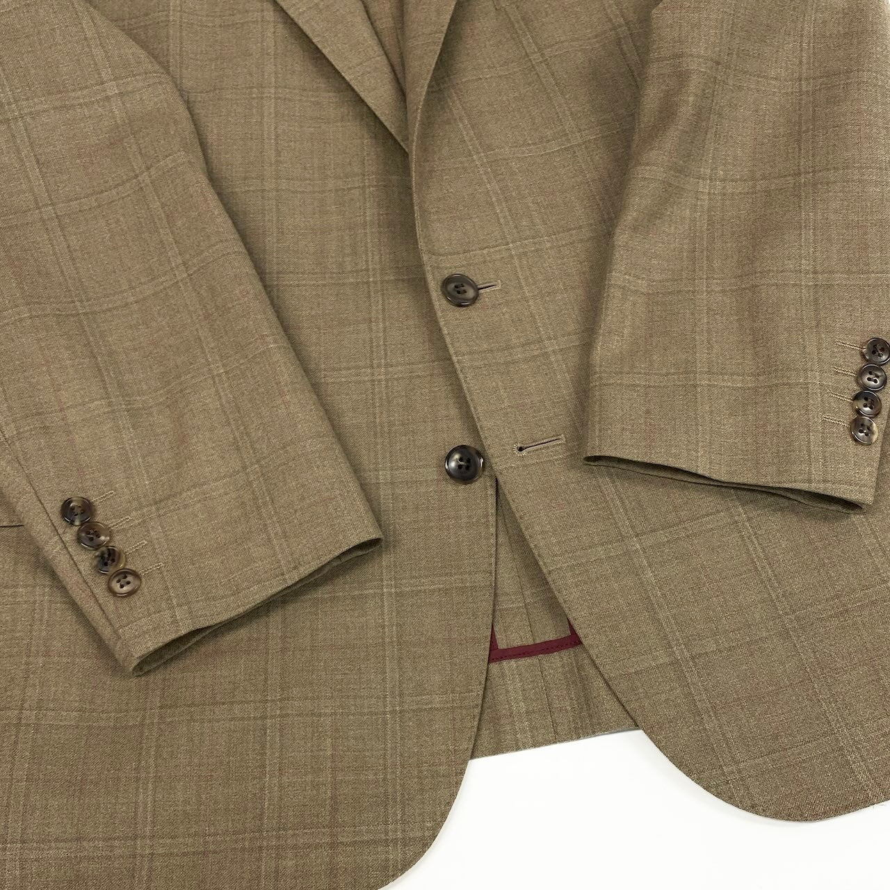 40d16 dunhill ダンヒル テーラードジャケット チェック柄 背抜き 2B ベージュ系 メンズ 紳士服u02t