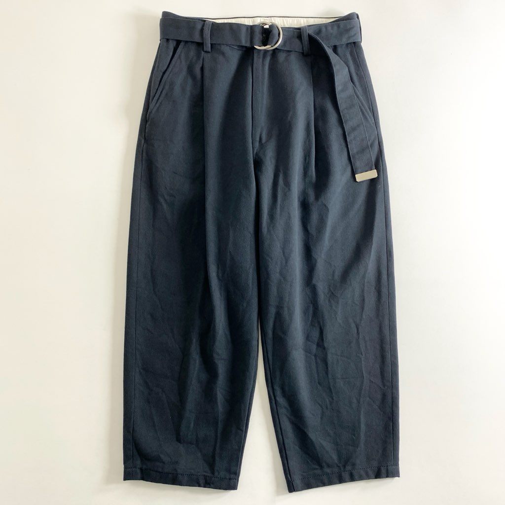 62e5 doublet ダブレット SILK CHINO WIDE TAPERED TROUSERS シルクチノ ワイドテーパードパンツ トラウザー ボトムス 21SS10PT145 Sサイズ ネイビー コットン