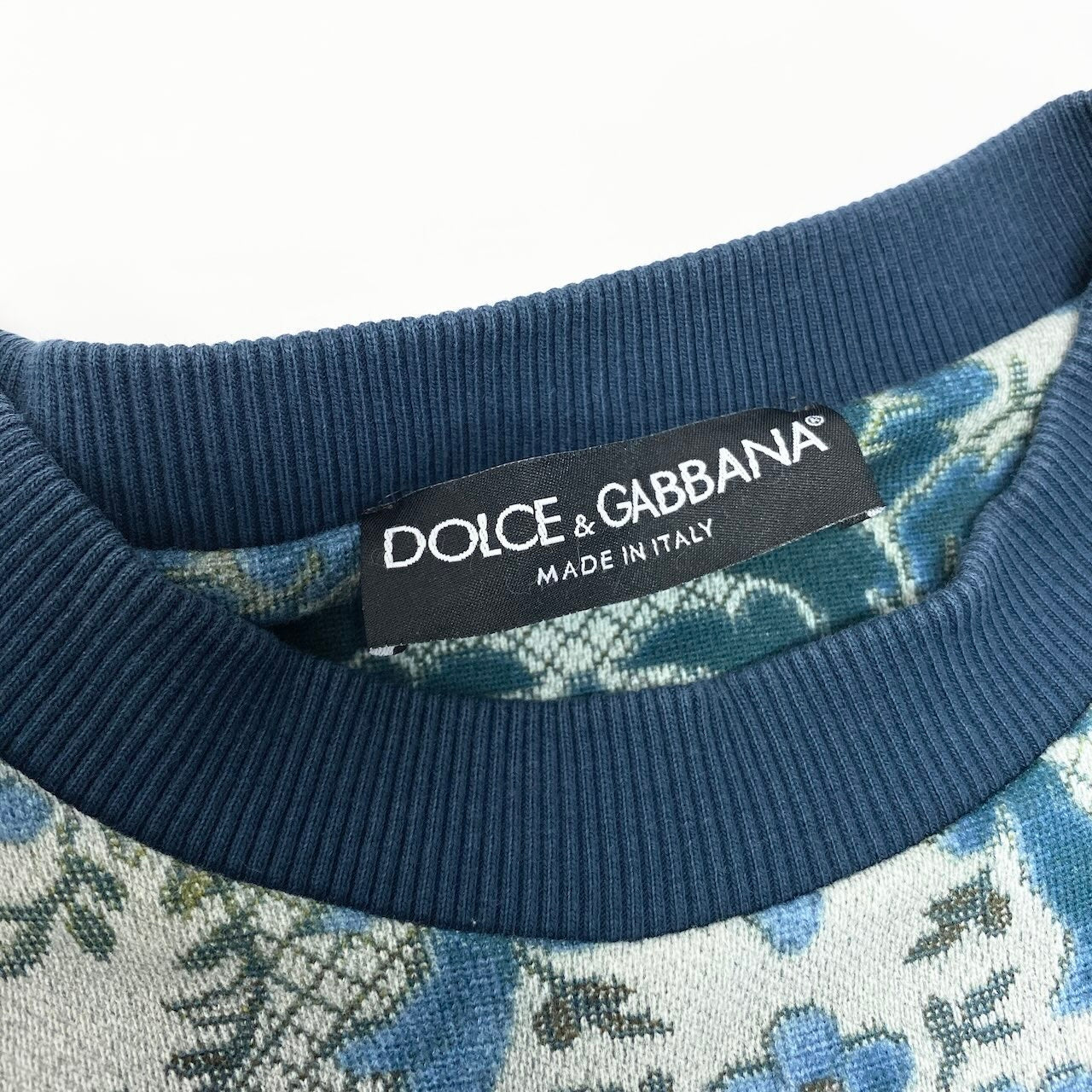 84c19 DOLCE&GABBANA ドルチェアンドガッバーナ ドルガバ D&G 長袖スウェット クルーネック 花柄 メンズ 男性用 44 ネイビー コットン100％u02t