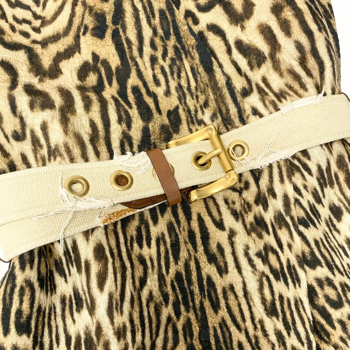 Ae10 Chloe クロエ レオパード ジャガード織 ベルテッドコート  サイズ34 マルチカラー レディース フレアスリーブk02i
