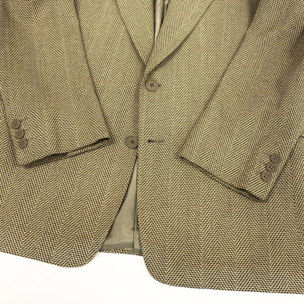 32l24 GIORGIO ARMANI ジョルジオアルマーニ テーラードジャケット ヘリンボーンジャケット シングルジャケット イタリア製 44サイズ ベージュ系 メンズo07t