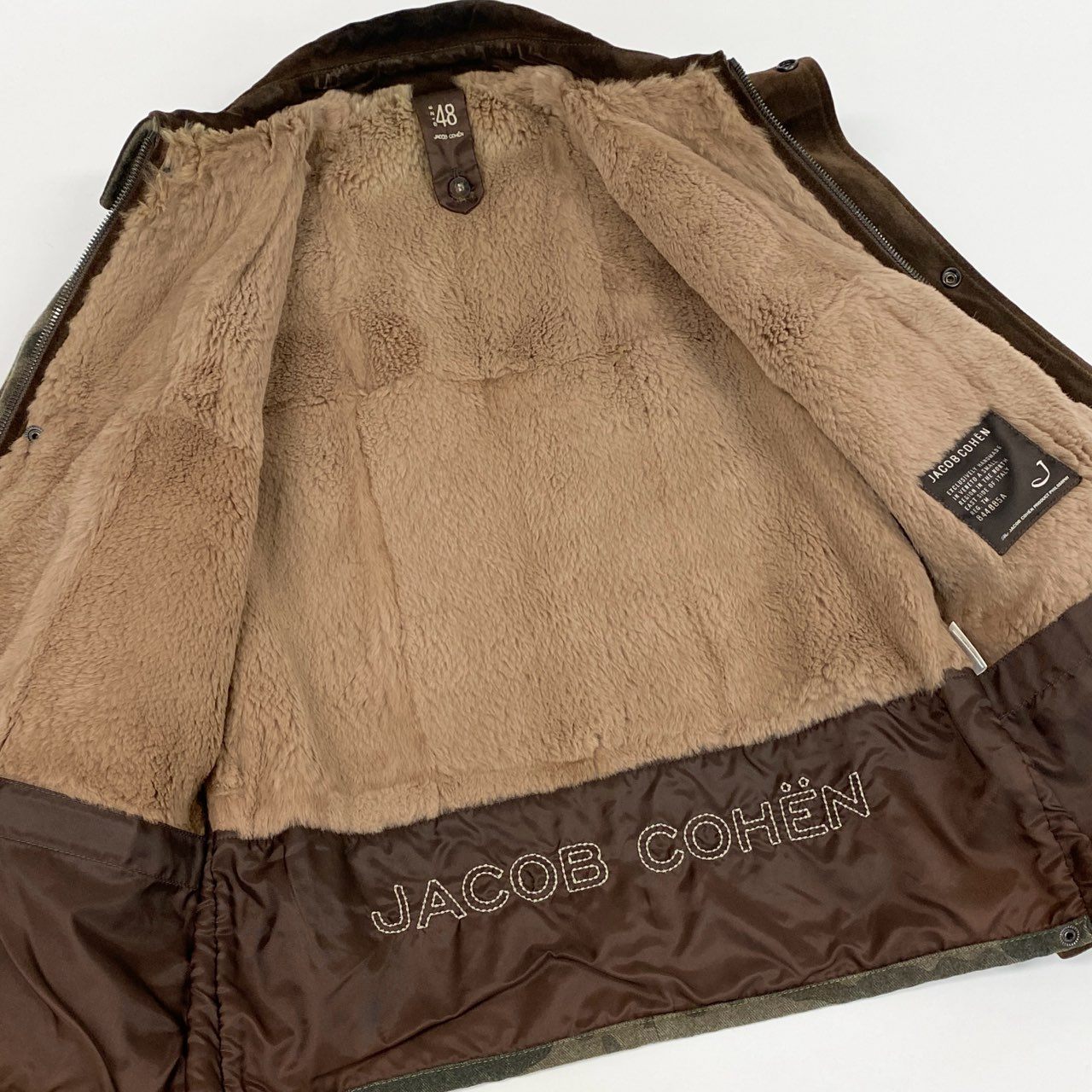 49L8 【美品】JACOB COHEN ヤコブコーエン フィールドジャケット ジップアップジャケット カモフラ ウールナイロン 844885A 48サイズ カーキ系 メンズo07t