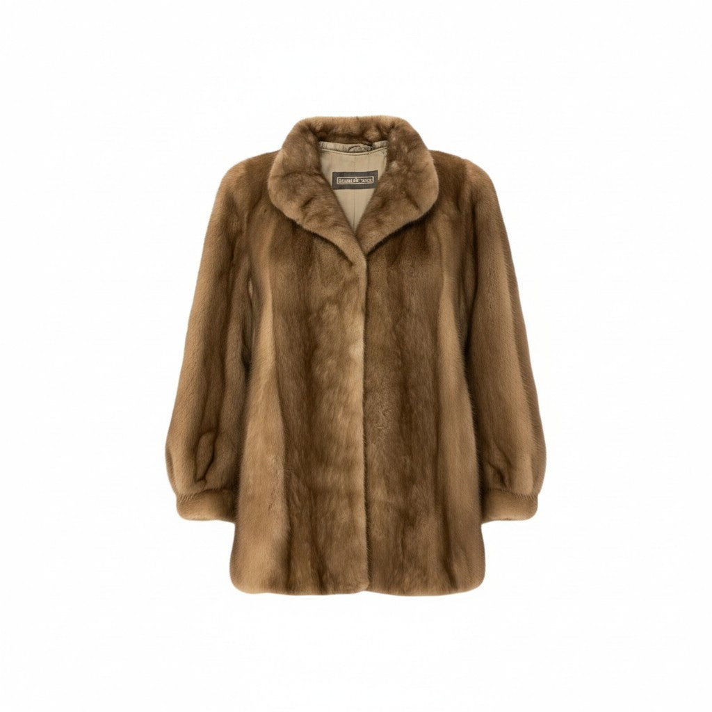 6L16 Best Angle パステルミンク ファーコート サイズ11号 茶系 本毛皮 MINK FUR ポケット有t18r