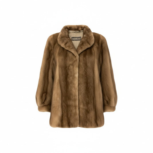 6L16 Best Angle パステルミンク ファーコート サイズ11号 茶系 本毛皮 MINK FUR ポケット有t18r