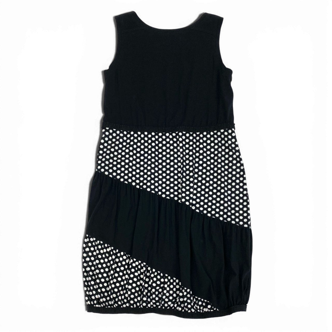78b27 TOKUKO 1er VOL トクコプルミエヴォル ノースリーブワンピース バルーンワンピース ドット柄 水玉模様 伸縮ストレッチ レディース 女性服 サイズ9 ブラック ホワイトu02t