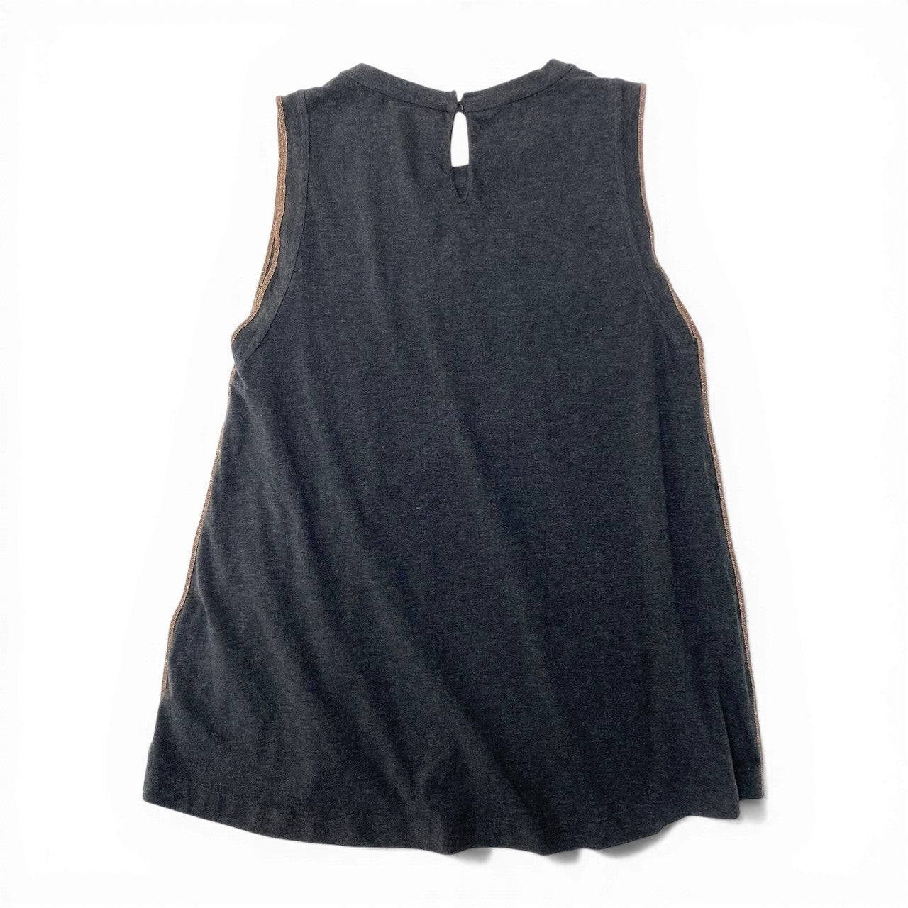 79c26 BRUNELLO CUCINELLI ブルネロクチネリ ノースリーブTシャツ ノースリーブカットソー ビーズ パイピング トップス Sサイズ グレー レディース 女性用u02t