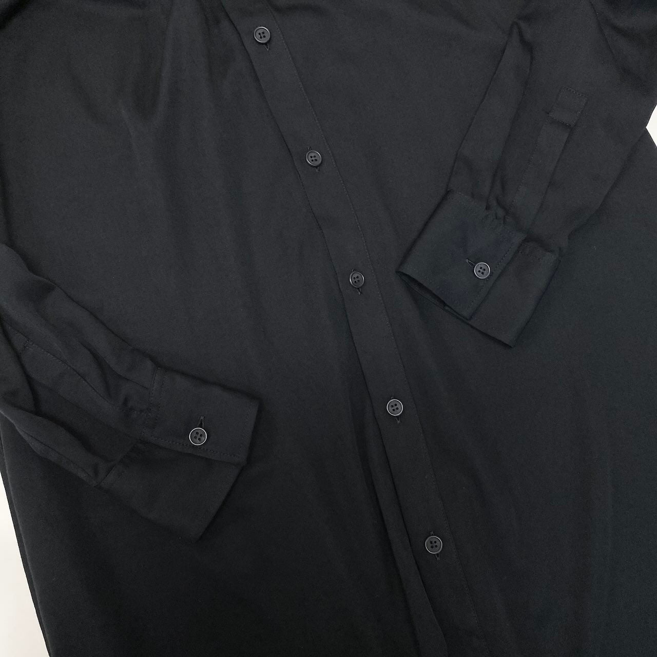 Af8 Yohji Yamamoto ヨウジヤマモト 23-24aw RAYON SATIN LONG SHIRT WITH SIDE SLITS ロングシャツワンピース FJ-B06-202 サイズ1 ブラック レーヨン100％ レディース 女性用u02t