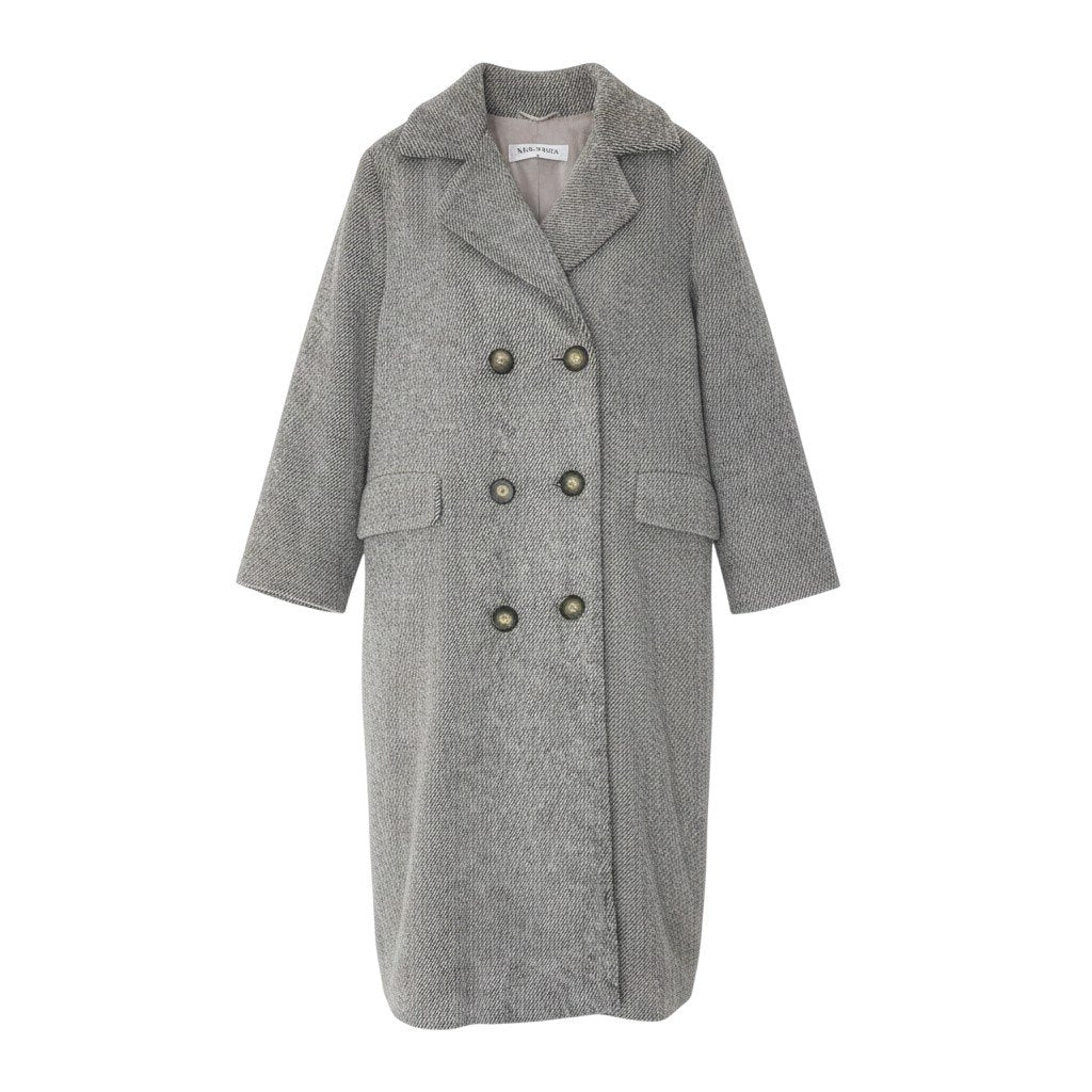 86g15 MaxMara マックスマーラ チェスターコート ロングコート アンゴラ混 ダブルブレスト サイズ40 グレー系 レディース 女性用u02t