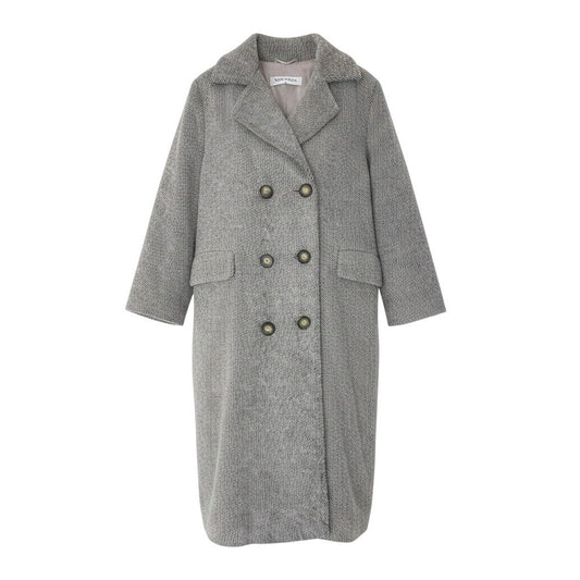 86g15 MaxMara マックスマーラ チェスターコート ロングコート アンゴラ混 ダブルブレスト サイズ40 グレー系 レディース 女性用u02t