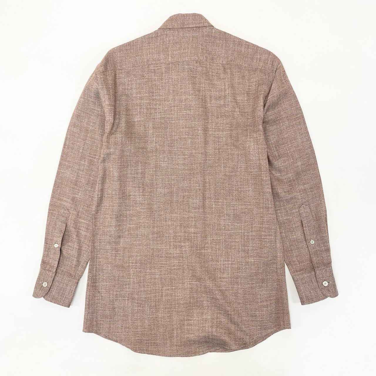34i18《極美品》 Ermenegildo Zegna エルメネジルドゼニア 長袖シャツ ドレスシャツ トップス CAMICIA GOMLEX サイズS ボルドー系 コットン メンズu02t