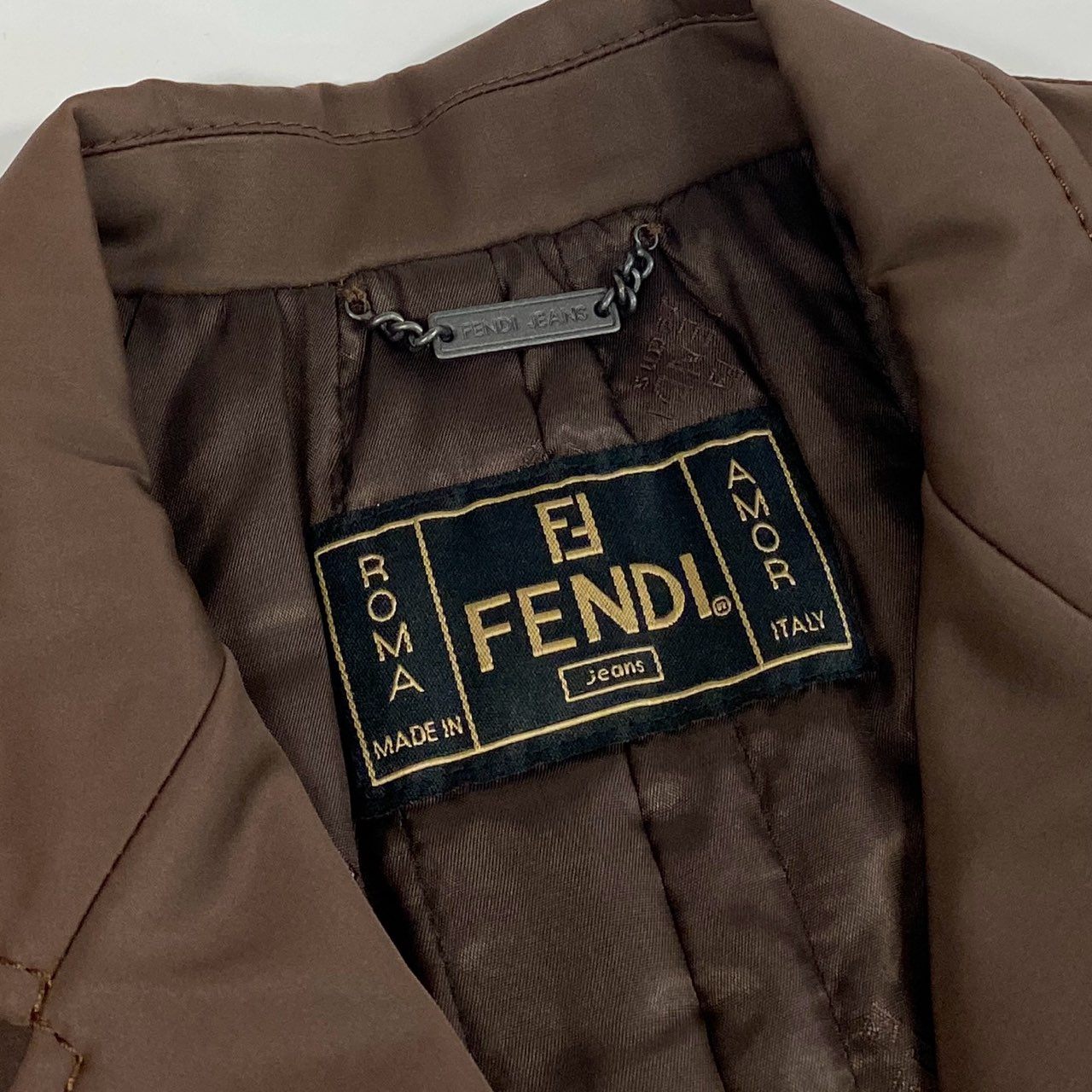 10a13 FENDI フェンディ チェスターコート ロングコート パッド入り 中綿 イタリア製 padded Chester coat with logo buttons レディース 女性用 ブラウンt18r