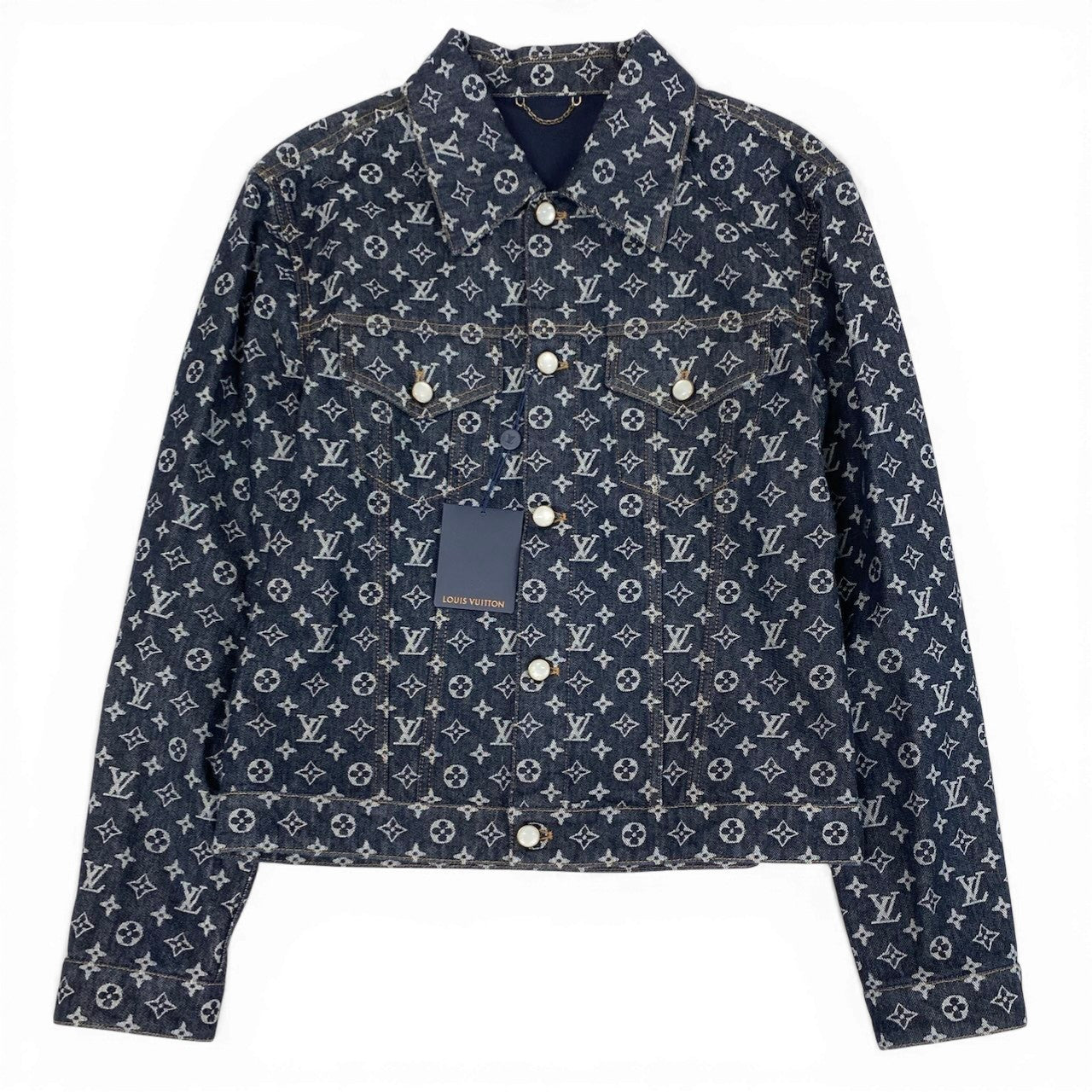 Id2 《未使用品》 LOUIS VUITTON ルイヴィトン 24AW モノグラム ジャガードデニムジャケット Monogram Jacquard Denim Jacket サイズ52 インディゴブルー タグ付t18r