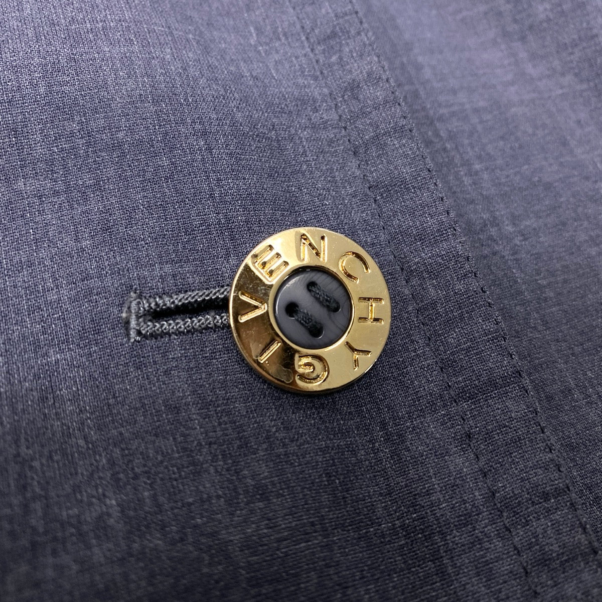 93h3 GIVENCHY ジバンシー ノーカラージャケット ロゴボタン 金ボタン 9サイズ ネイビー レディース 女性用u02t