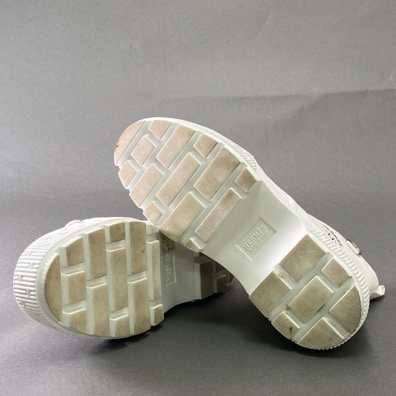 j4 HERMES エルメス イティネレール ショートブーツ ハイカットスニーカー ロゴプリント イタリア製 36 ホワイト キャンバスk02i