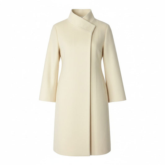 72c24 フランス製 BALENCIAGA ヴィンテージ バレンシアガ デザインウールコート KIMONO DESIGN COAT フリーサイズ クリーム レディース 着物デザインk02i