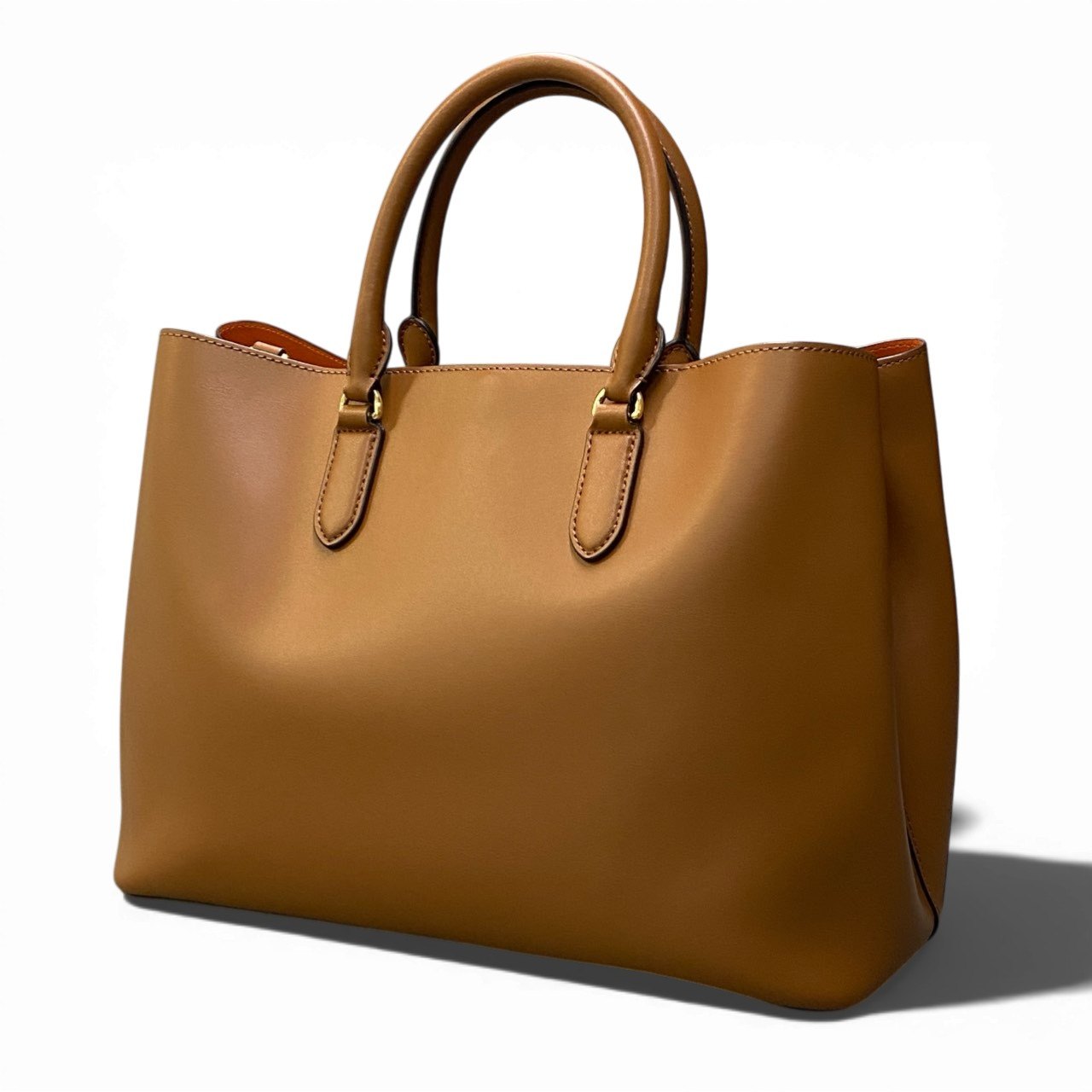 Bb20 LAUREN RALPH LAUREN ラルフローレン ショルダーストラップ付 トートバッグ ブラウン 大容量 ジップポケット付t18r