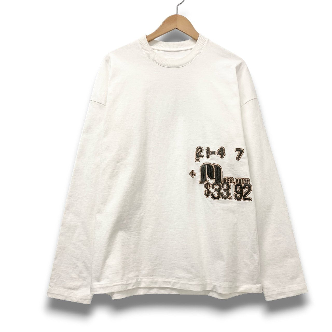 83b26 JIL SANDER ジルサンダー 長袖Ｔシャツ カットソー トップス ワッペン Ｓ ホワイト系 コットン メンズu02t