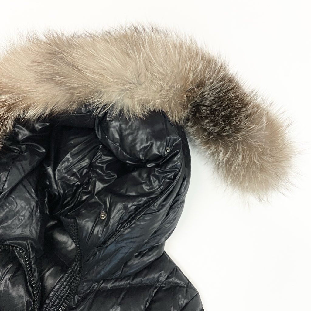 32d3【美品】MONCLER モンクレール FULMARUS フルマラス フォックスファー ダウンコート H20931C00069 FOX FUR DOWN COAT サイズ0 ブラック レディースt18r