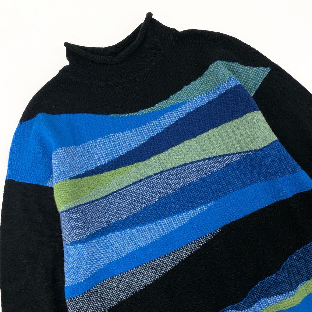 63a12 TOKUKO 1er VOL トクコプルミエヴォル チュニックワンピース ロングスリーブニット ハイネック レディース 女性用 サイズ9 マルチカラーu02t