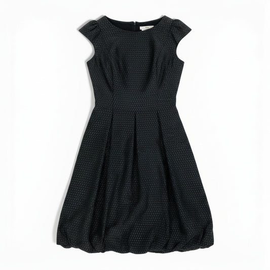 14a28 《美品》 Rene ルネ ノースリーブワンピース キャップスリーブ バルーンスカート 36 ブラック レディース イタリア製生地u02t